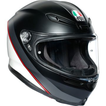 AGV K6 MPLK MULTI full face helmet MINIMAL PURE MATT BLACK WH RED