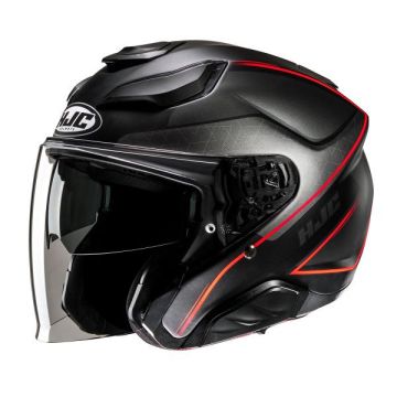 Casco jet de fibra HJC F31 LUDI MC1SF Negro Rojo